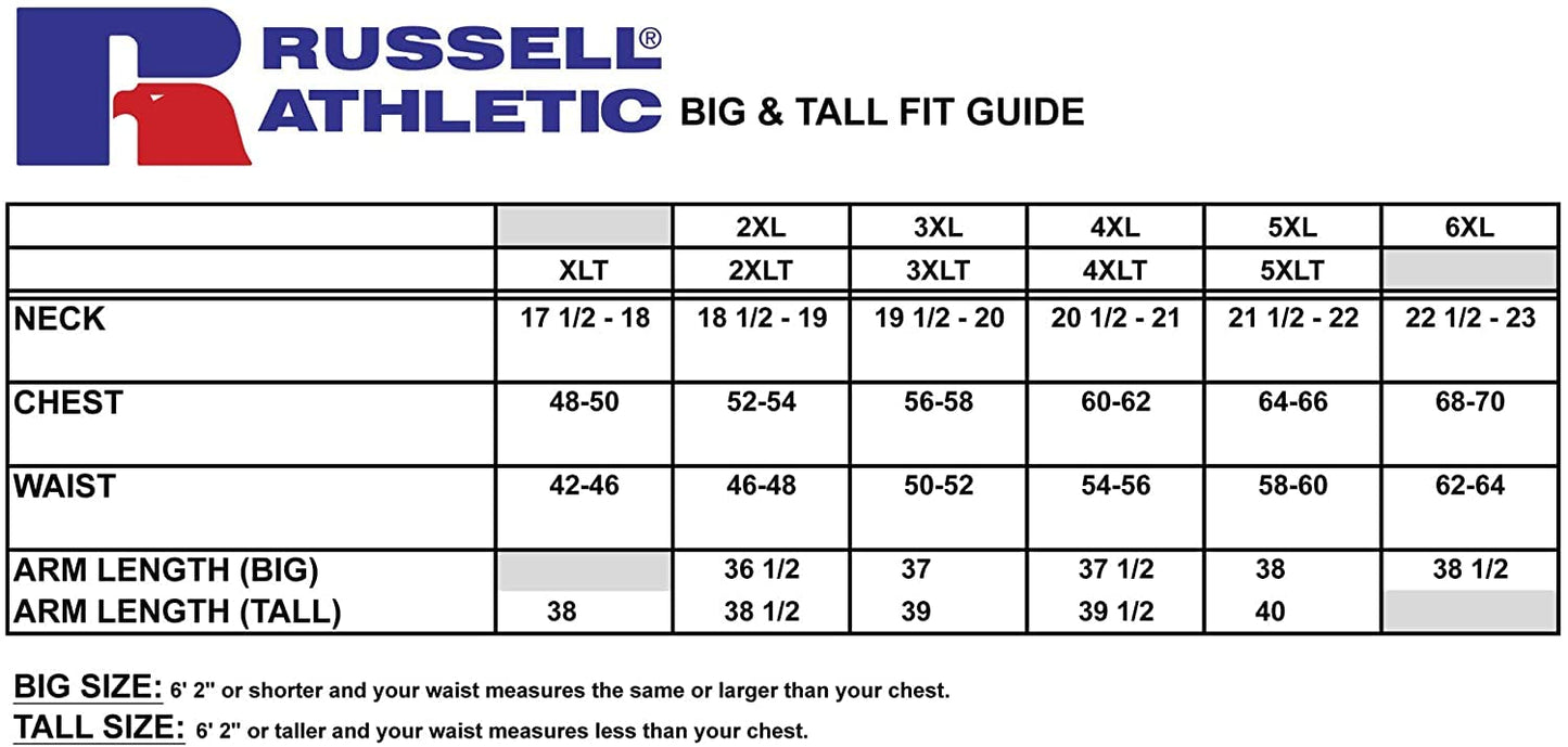 Russell Athletic Big & Tall Cotton T-Shirts for Men, 3 Pack