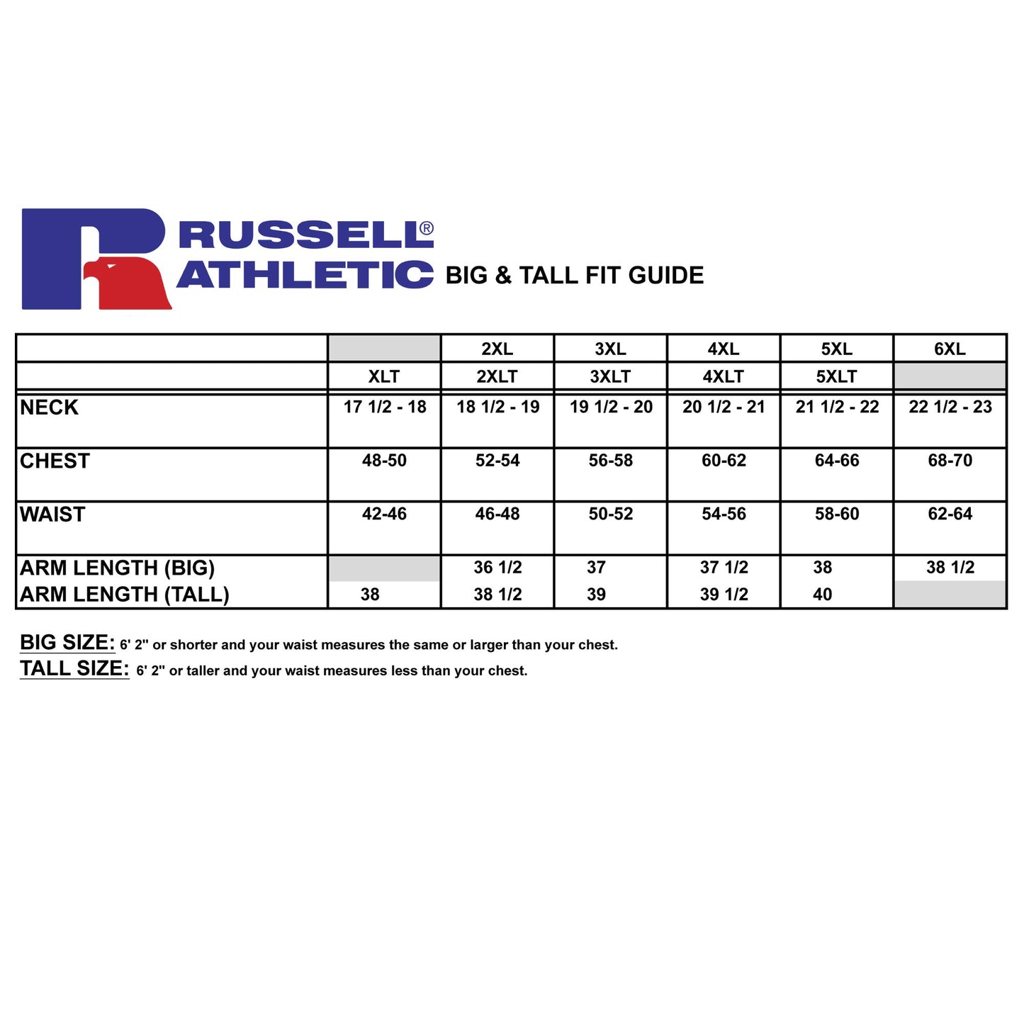 Russell Athletic Big & Tall Moisture Wicking Shirts for Men