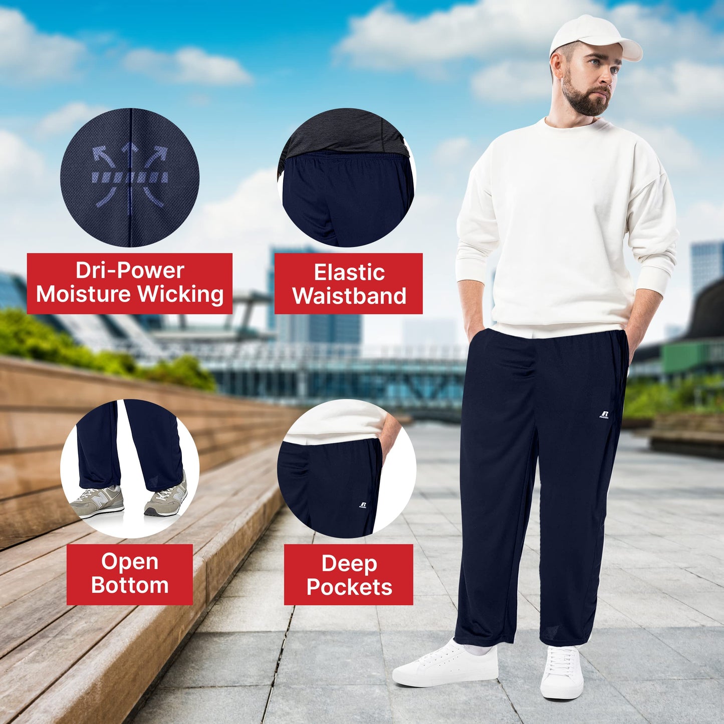 Russell Athletic Big & Tall Track Pants for Men, 2 Pack