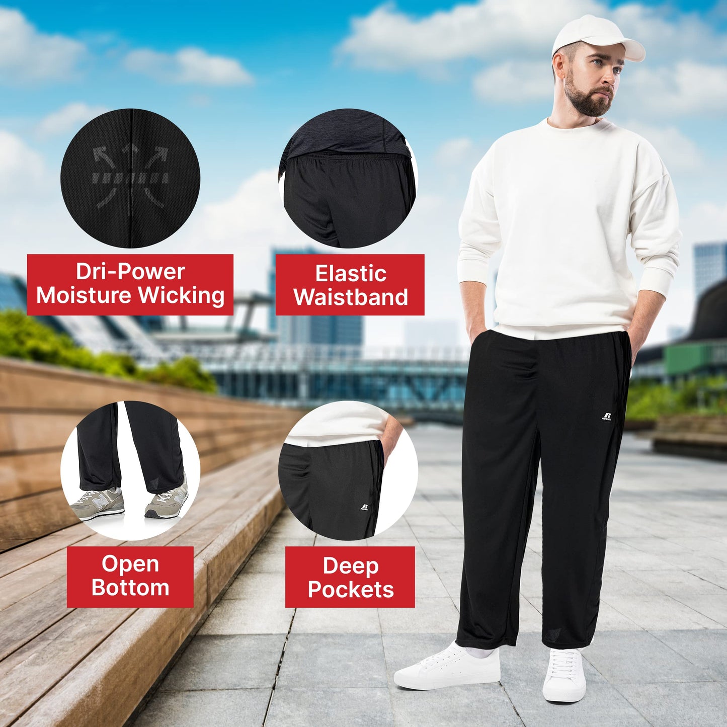 Russell Athletic Big & Tall Track Pants for Men, 2 Pack