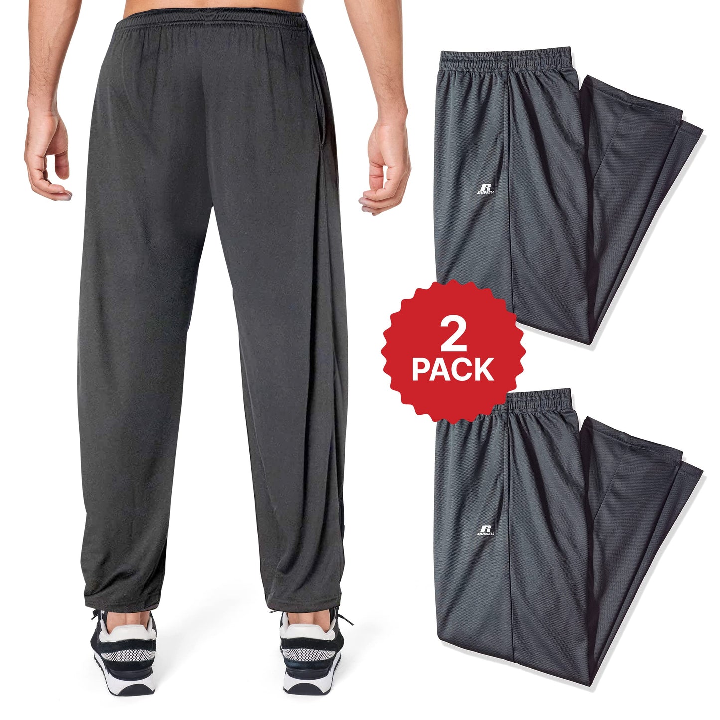 Russell Athletic Big & Tall Track Pants for Men, 2 Pack