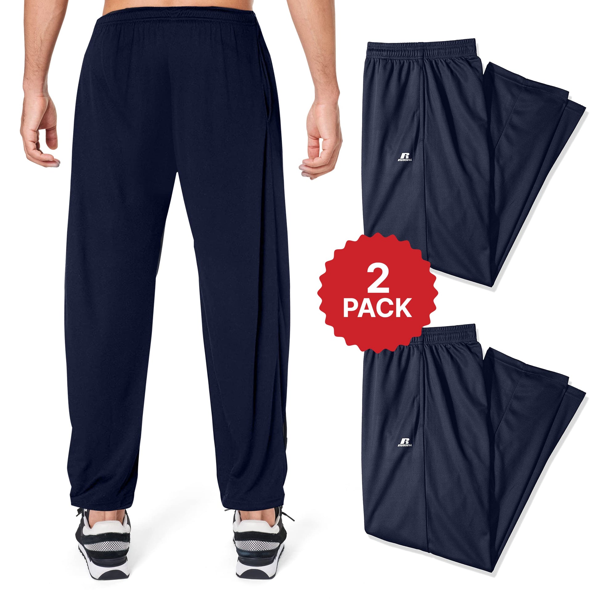 Russell Athletic Big & Tall Track Pants for Men, 2 Pack